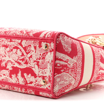 Christian Dior Canvas Toile De Jouy Reverse Embroidered Medium Lady D-Lite Red 10 of 11