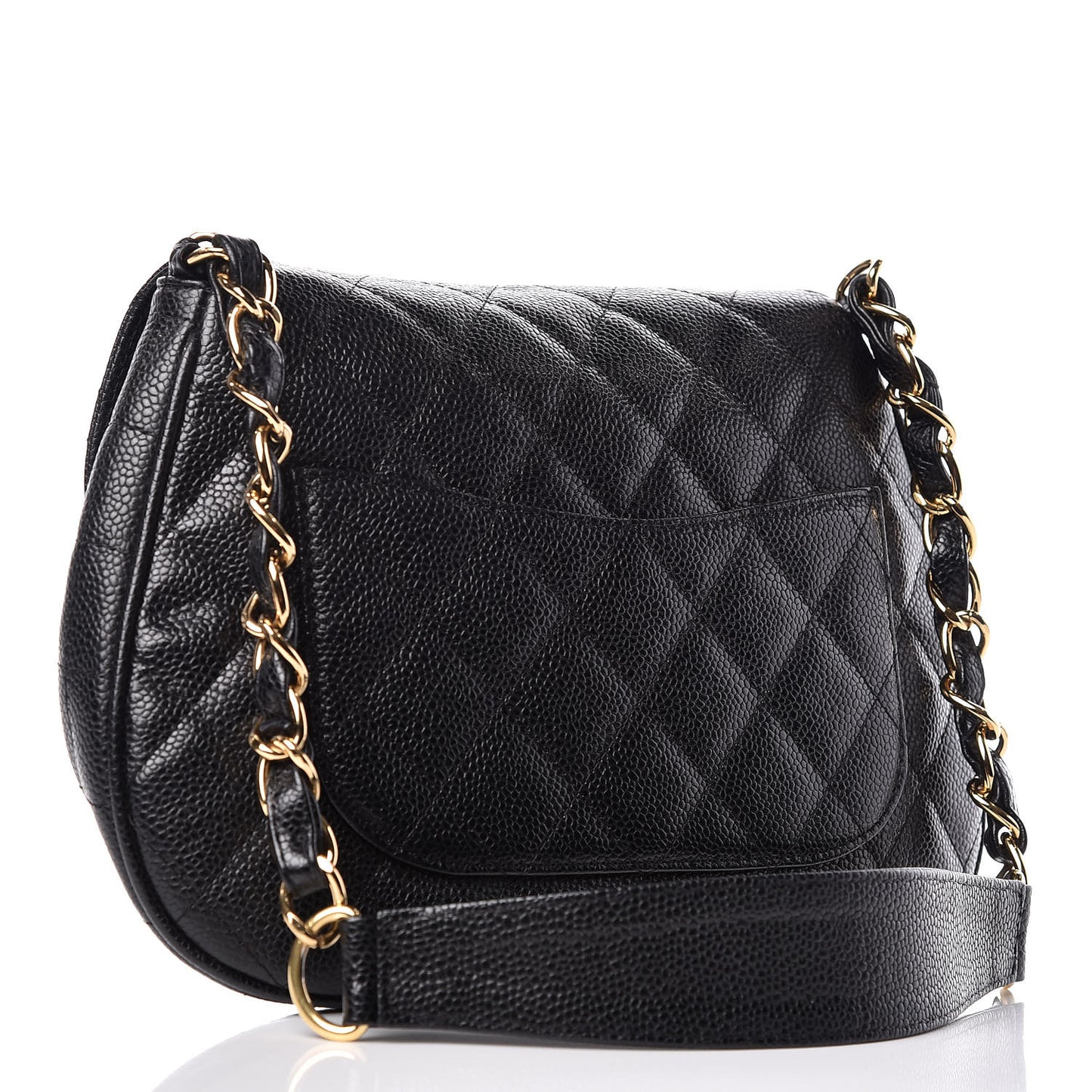 Caviar Quilted Small Flap Shoulder Bag Black
