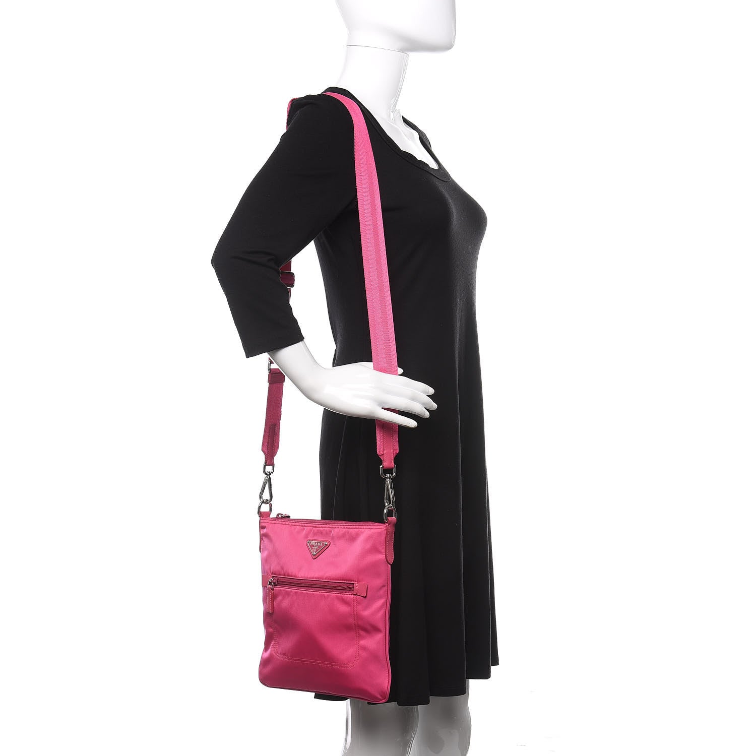 Prada Nylon Vela Flat Messenger Bag Fuxia 2 of 10