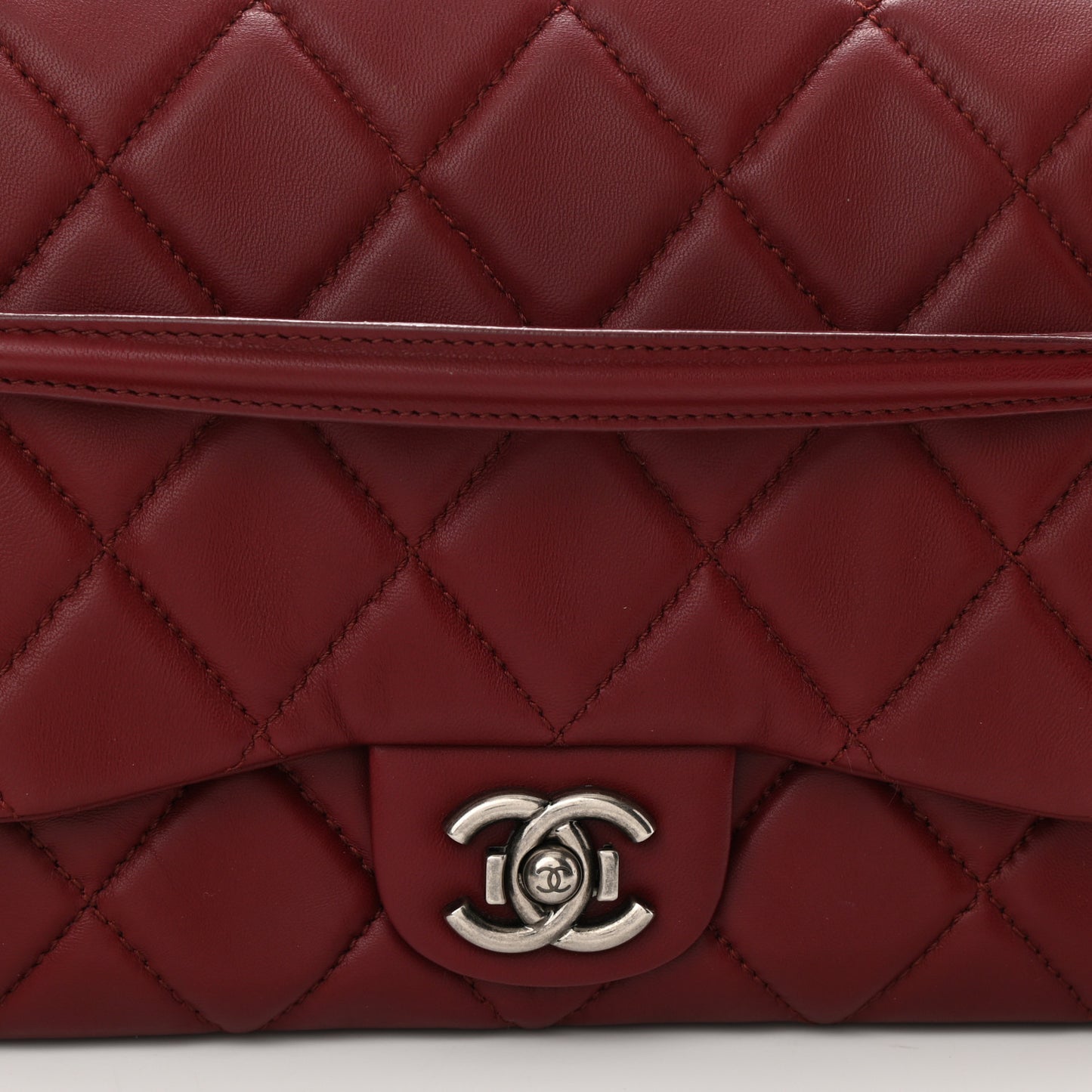 Lambskin Quilted Chanel 3 Accordion Flap Bag Red