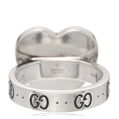 Gucci Sterling Silver Heart 25 Ring 61 9.5 3 of 7