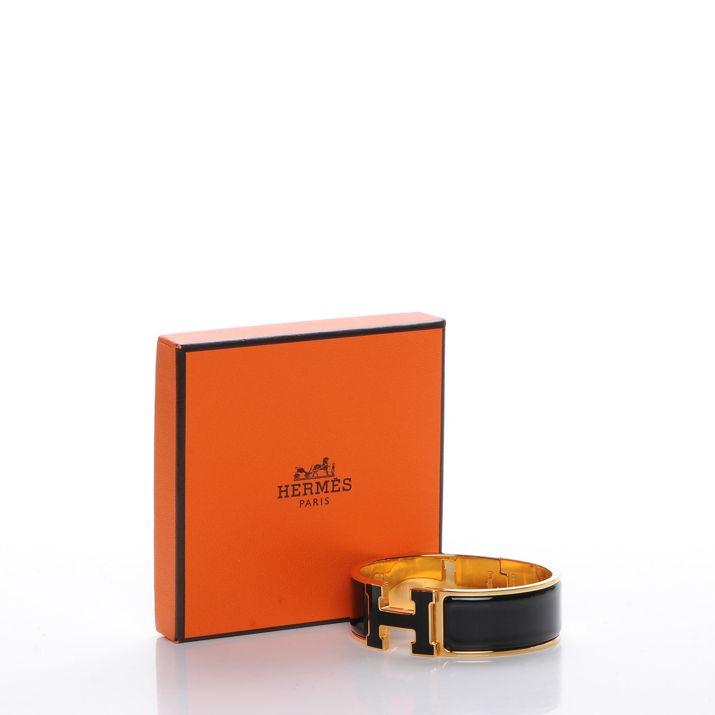 Enamel Wide Clic Clac H Bracelet GM Black