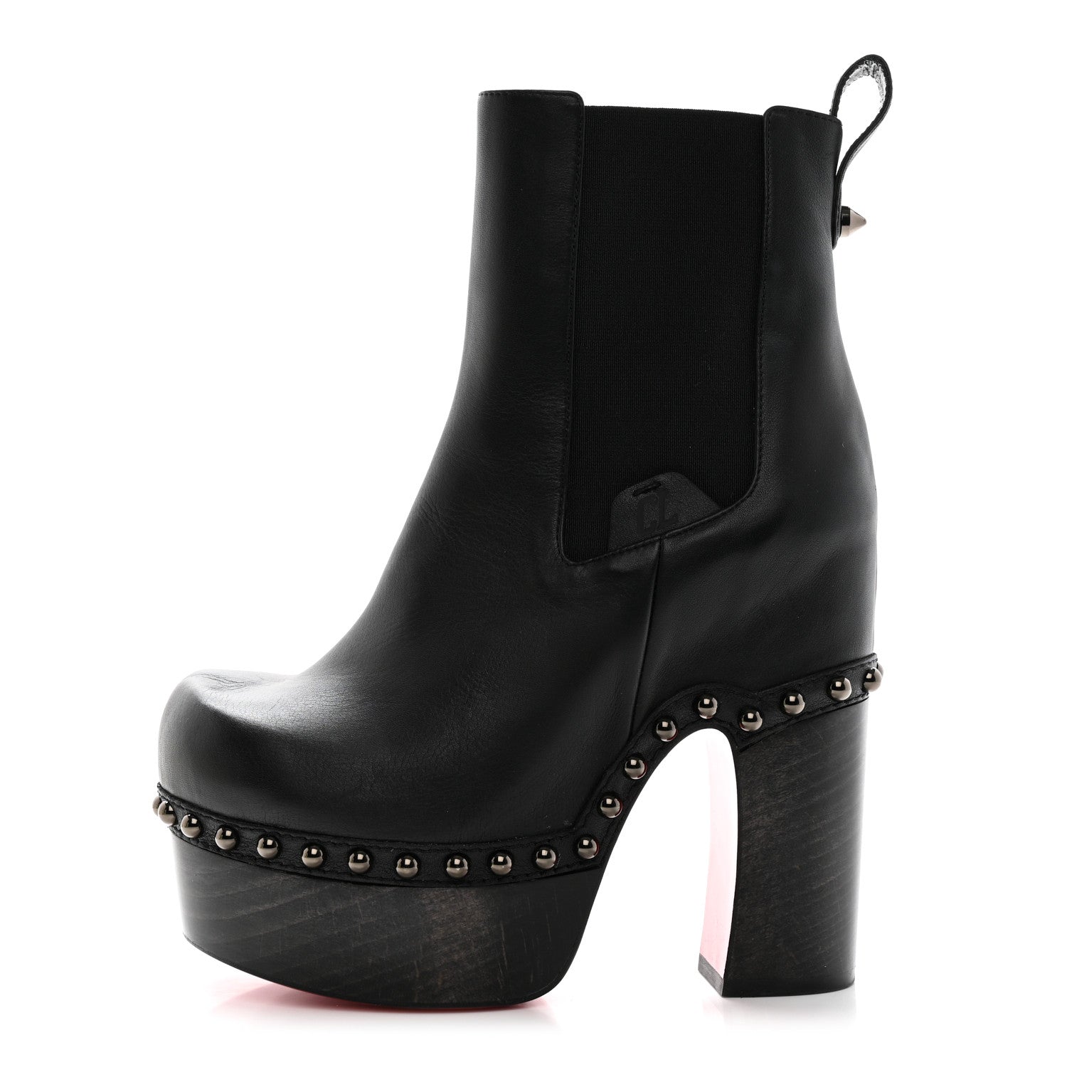 Christian Louboutin Calfskin Studded Joan 130 Booties 36.5 Black 1 of 8