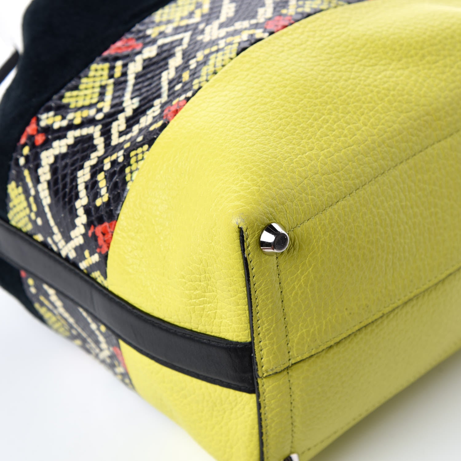 Proenza Schouler Smooth Leather Elaphe Snakeskin Patchwork Medium Bucket Bag Charteuse 12 of 15