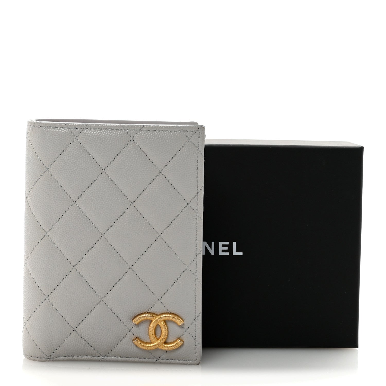 Chanel Caviar Quilted CC Passport Holder Grey 9 of 9