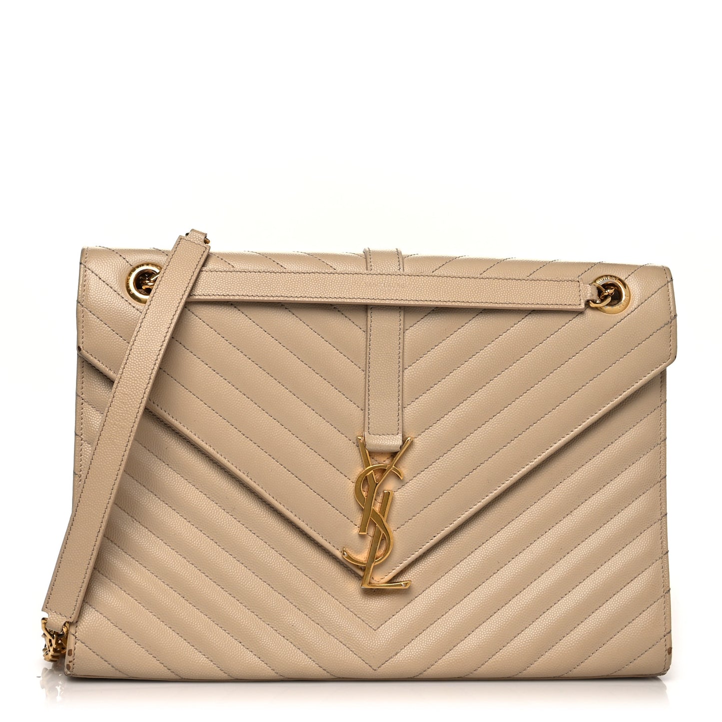 Grain De Poudre Matelasse Chevron Large Monogram Satchel Dark Beige
