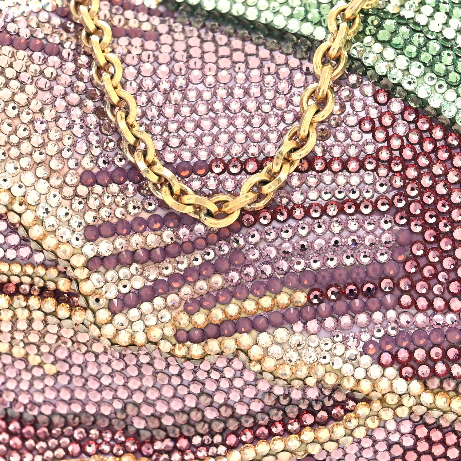 Judith Leiber Crystal Tulip Minaudiere Chain Clutch Amethyst 8 of 12