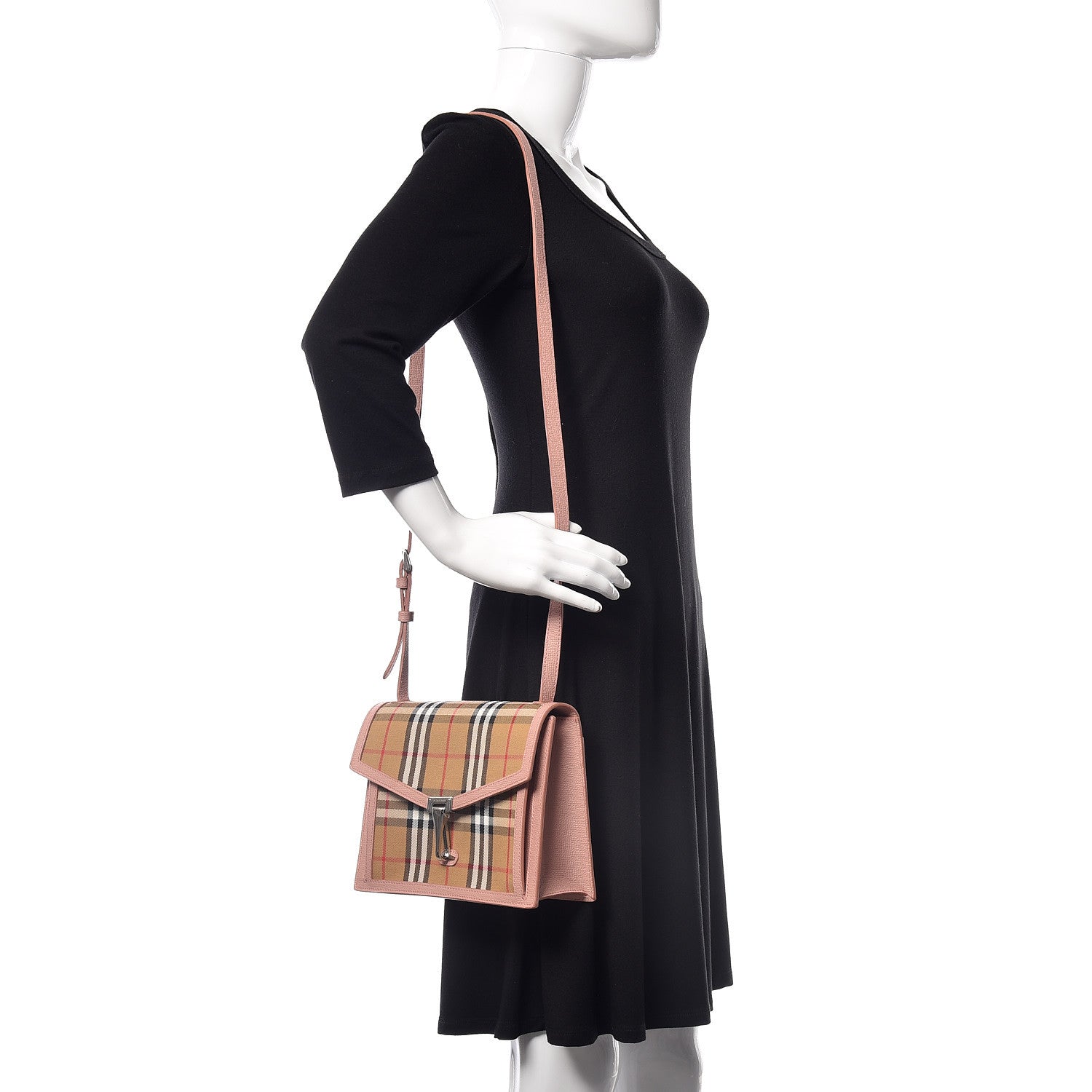 Burberry Grainy Calfskin Vintage Check Small Macken Crossbody Bag Ash Rose 2 of 14