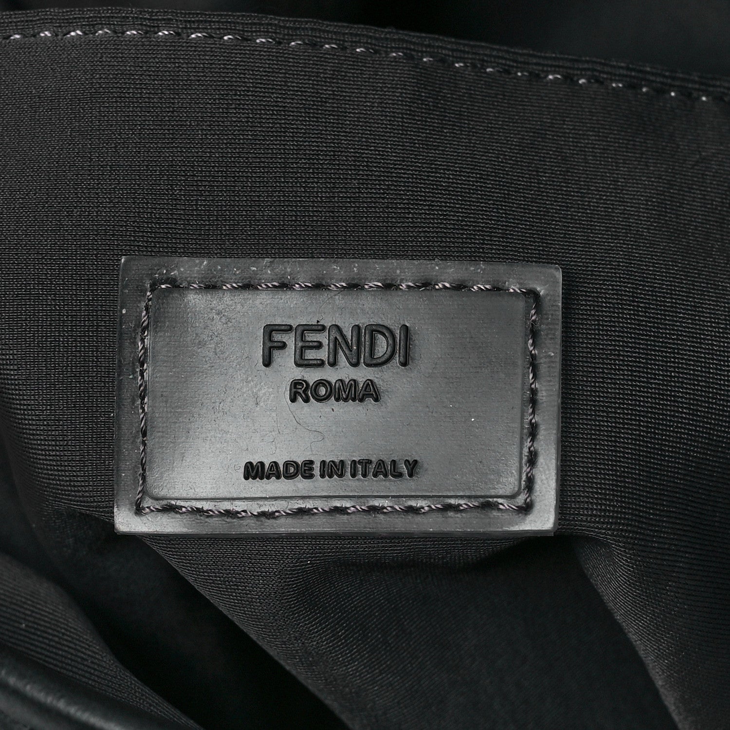 Fendi Mesh Cuoio Romano Vitello Stampa FF 1974 Embossed Logo Plate Backpack Black 6 of 7
