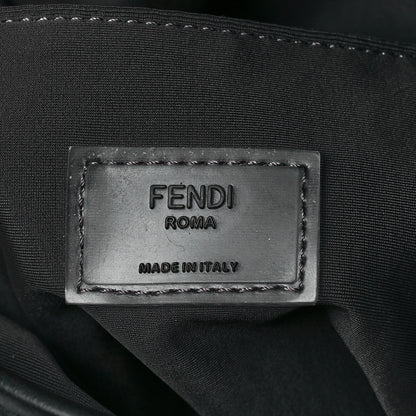 Fendi Mesh Cuoio Romano Vitello Stampa FF 1974 Embossed Logo Plate Backpack Black 6 of 7