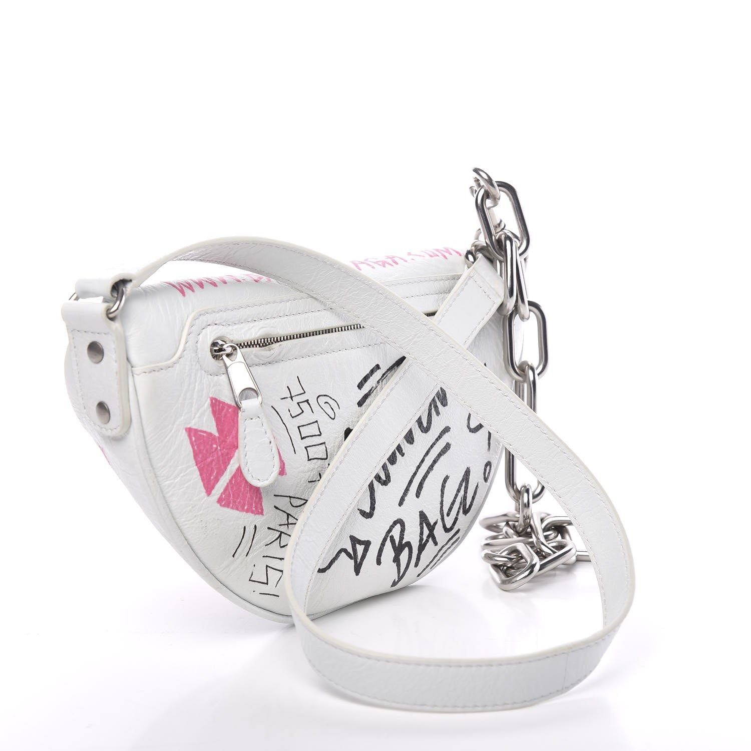 Balenciaga Agneau Arena Graffiti All Over XXS Souvenir Belt Bag White Multicolor 2 of 9