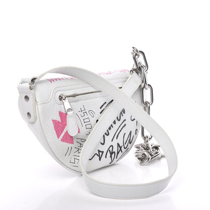 Balenciaga Agneau Arena Graffiti All Over XXS Souvenir Belt Bag White Multicolor 2 of 9