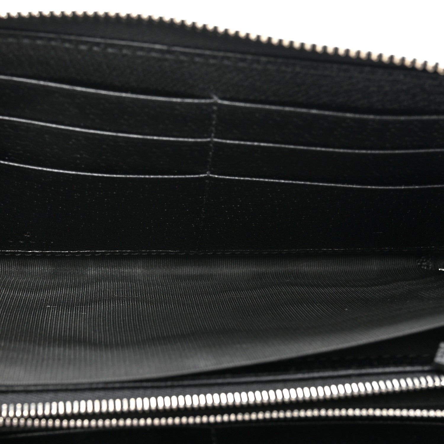 Gucci Canvas Monogram Jumbo GG Textured Dollar Calfskin Continental Wallet Black 5 of 13