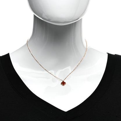 Van Cleef & Arpels 18K Rose Gold Carnelian Sweet Alhambra Pendant Necklace 2 of 5