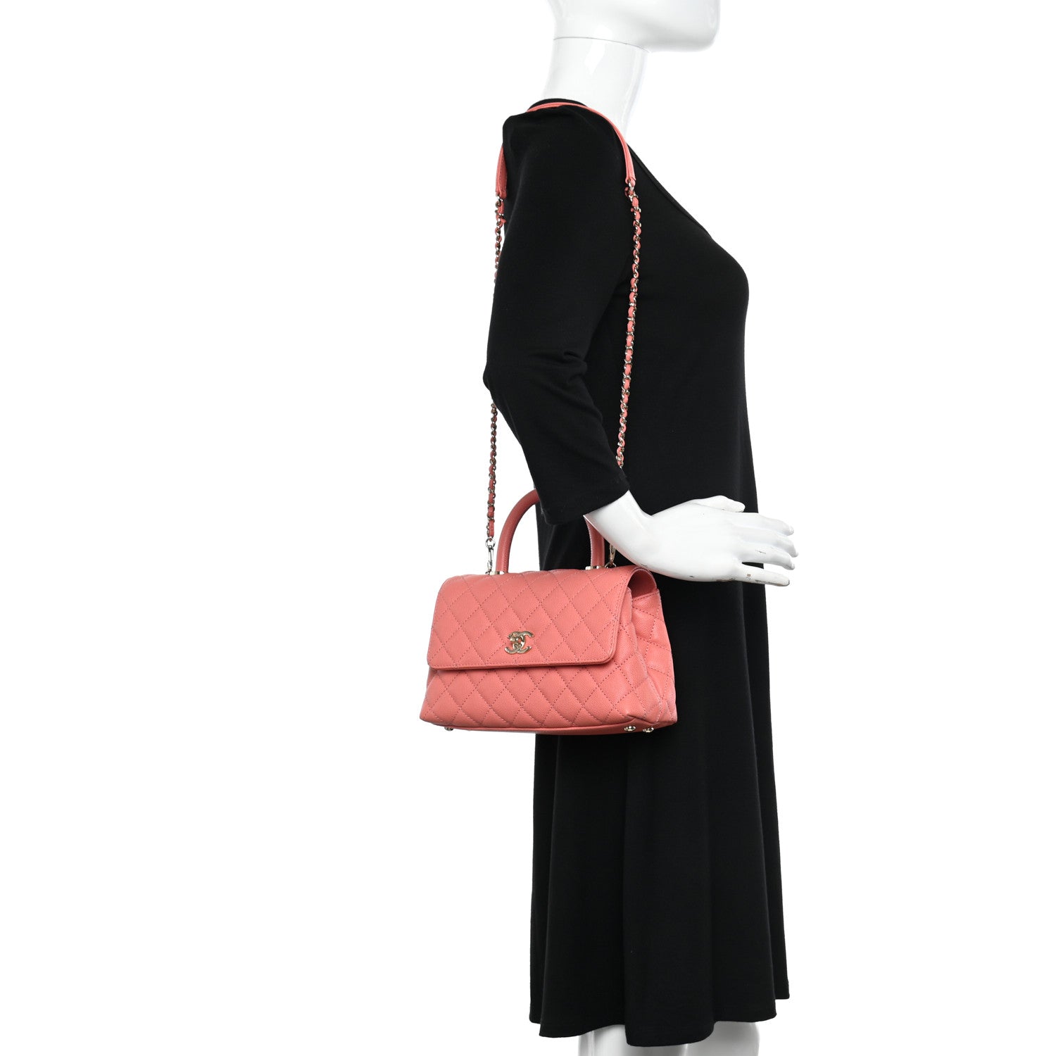 Chanel Caviar Quilted Mini Coco Handle Flap Pink 2 of 11