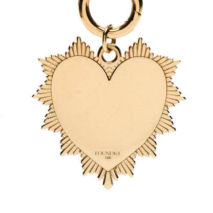 Foundrae 18K Yellow Gold Diamond Black Onyx Oversized Custom Heart Love Token Medallion Hanging Clockweight Chain Necklace 3 of 4