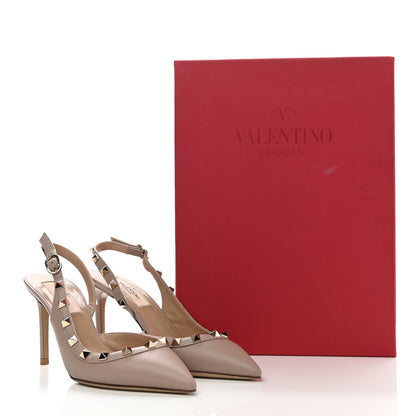 Valentino Garavani Calfskin Rockstud Half D'Orsay Slingback 85mm Pumps 35 Poudre 8 of 8