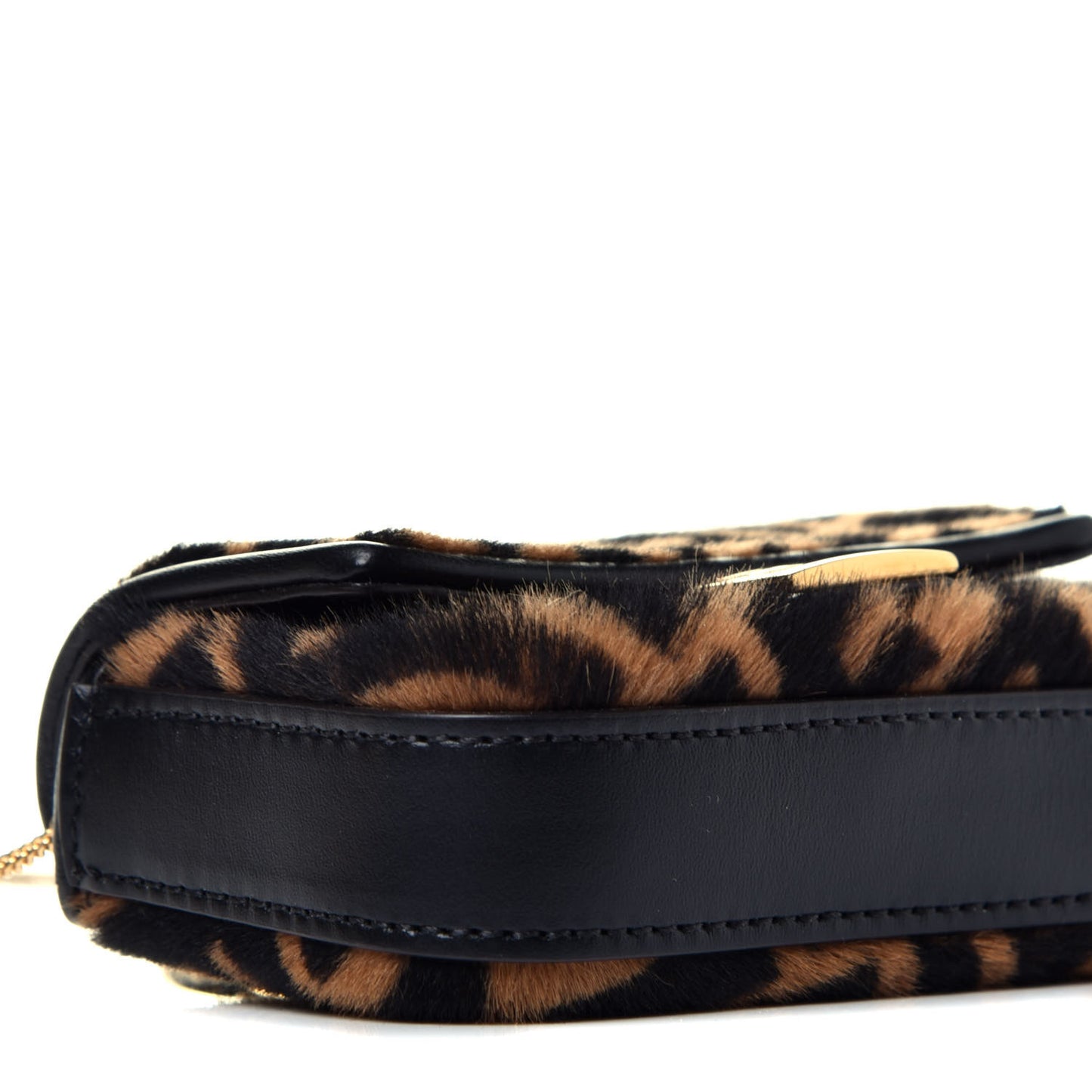 Sheared Sheepskin Vitello King FF Nano Baguette Charm Tobacco Moro Black