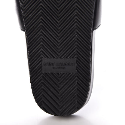 Saint Laurent Calfskin Monogram Joan Slide Sandals 35.5 Black 6 of 8