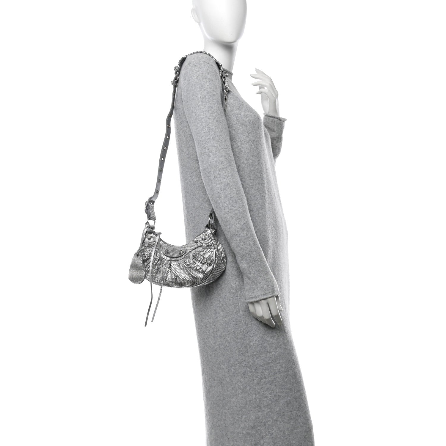 Balenciaga Rhinestone Encrusted Le Cagole Shoulder Bag XS Silver 2 of 12