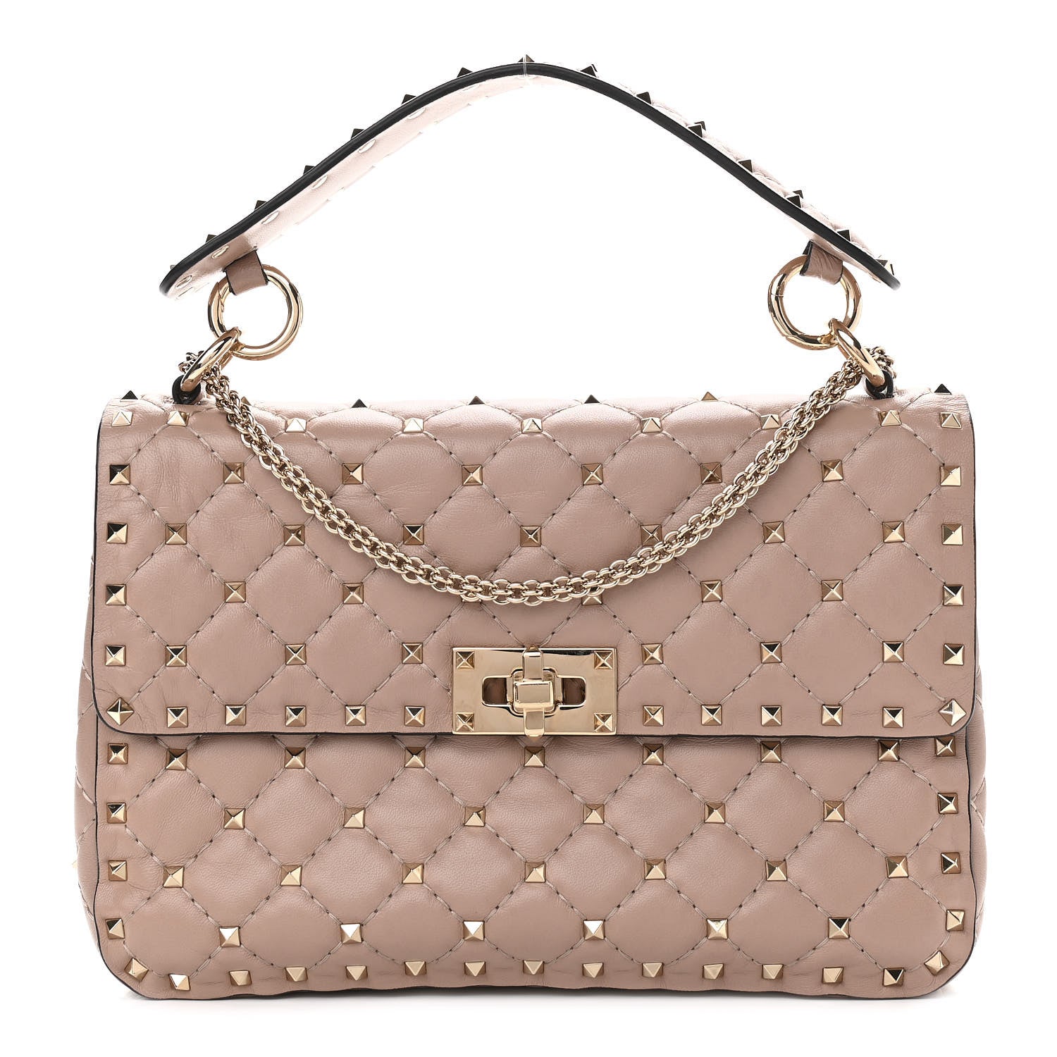 Valentino Garavani Lambskin Medium Rockstud Spike Shoulder Bag Poudre 1 of 9
