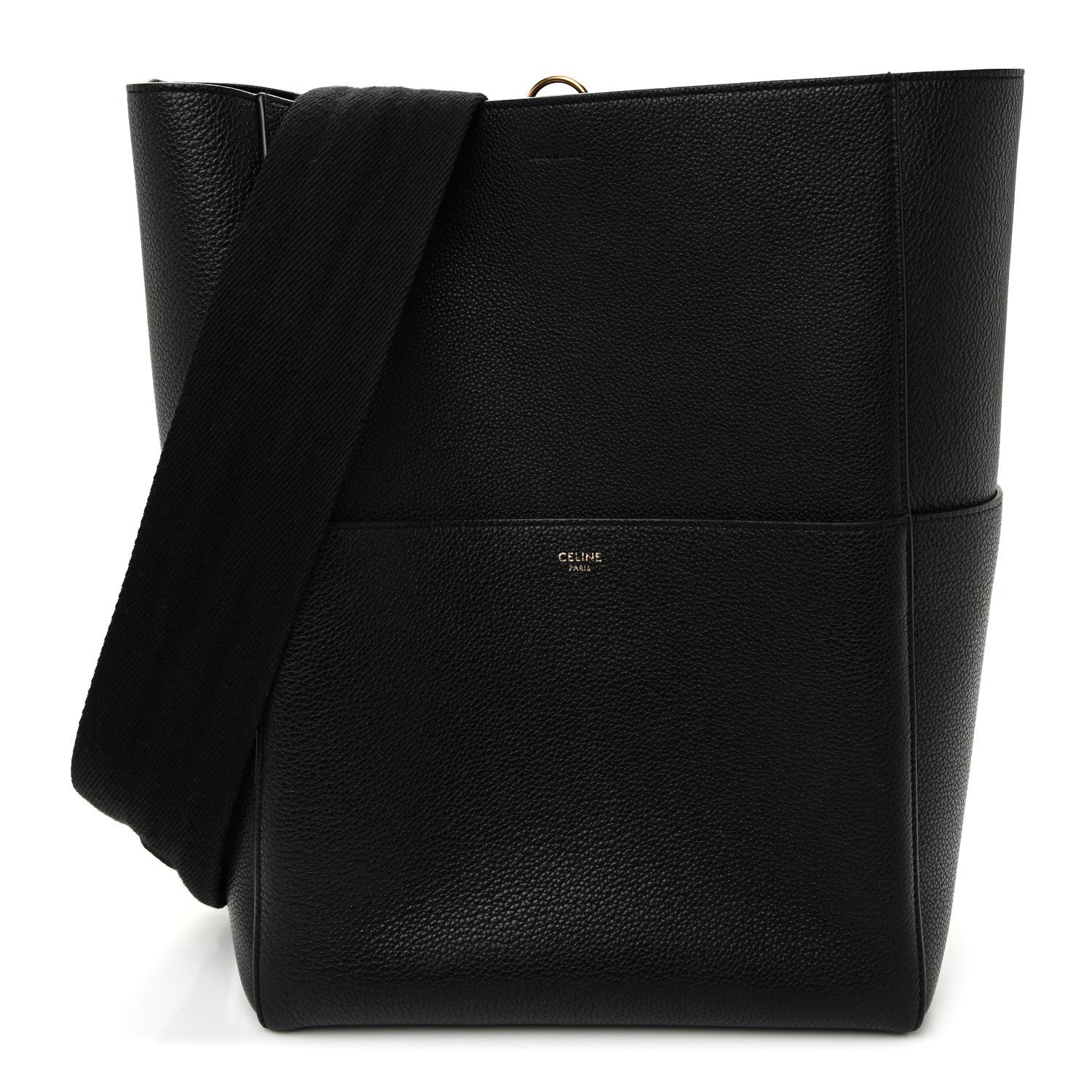 Celine Soft Grained Calfskin Sangle Bucket Bag Black 1 of 11