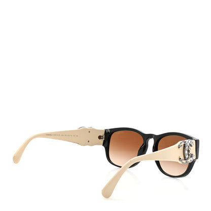 Chanel Acetate Lambskin Crystal Baguette Chain CC Sunglasses 5454-Q-B Black Beige 5 of 9