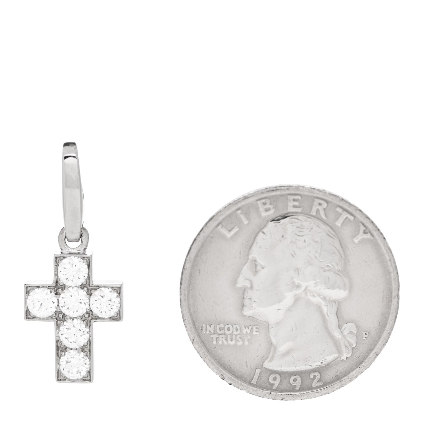 18K White Gold Diamond .84ctw Cross Charm Pendant