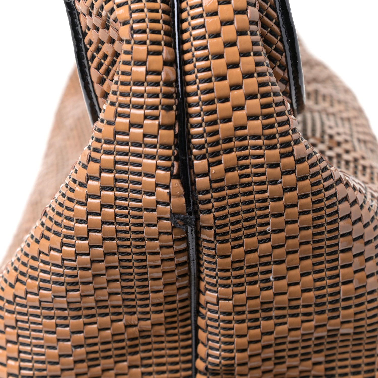 Fendi Canvas Patent Calfskin Woven Forever Hobo Mou Black 11 of 13