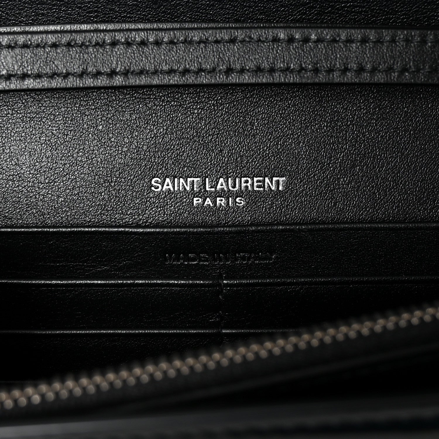 Saint Laurent Glazed Calfskin Cassandre Wallet On Chain WOC Black 6 of 9