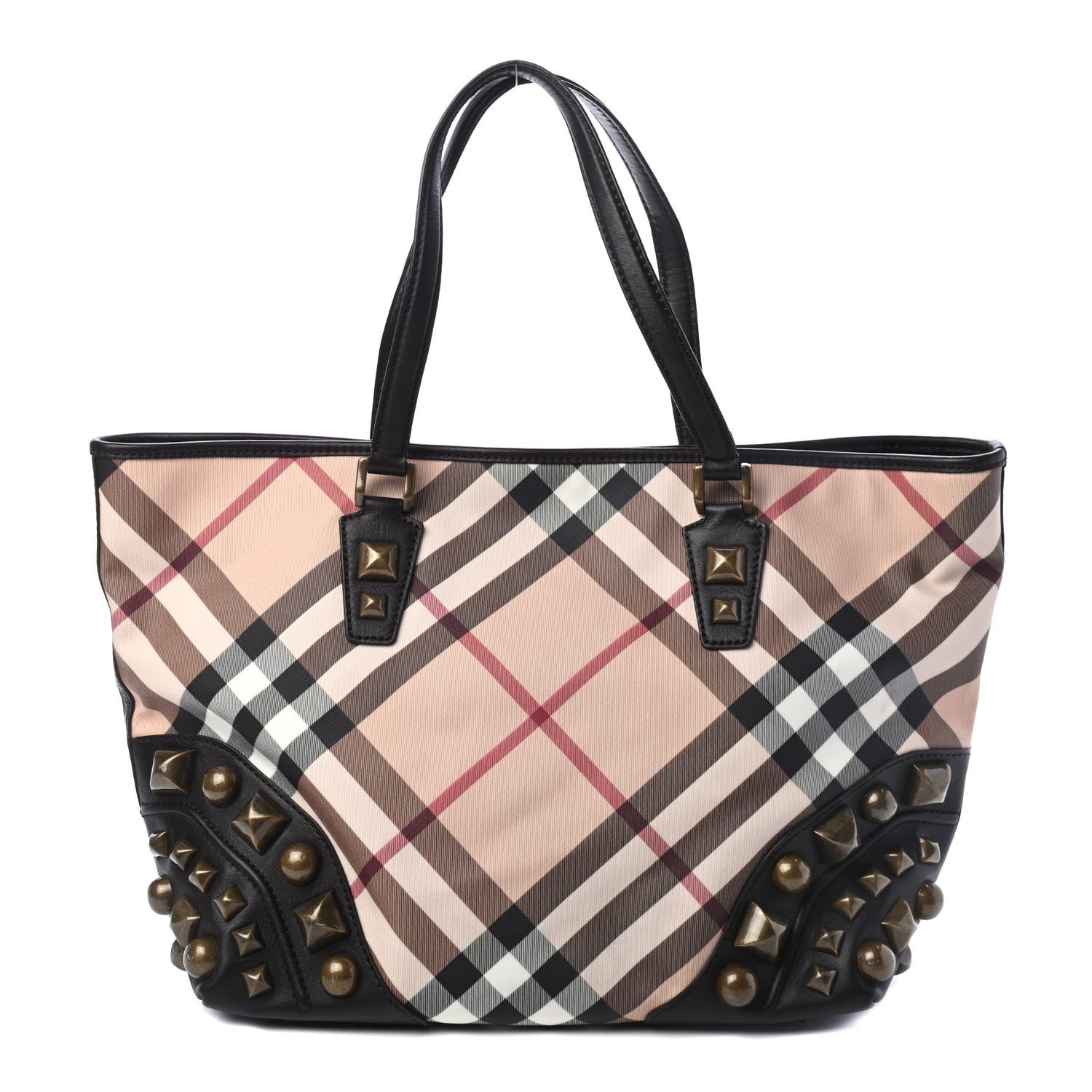 Burberry Nova Check Mega Stud Nickie Tote Black 1 of 4