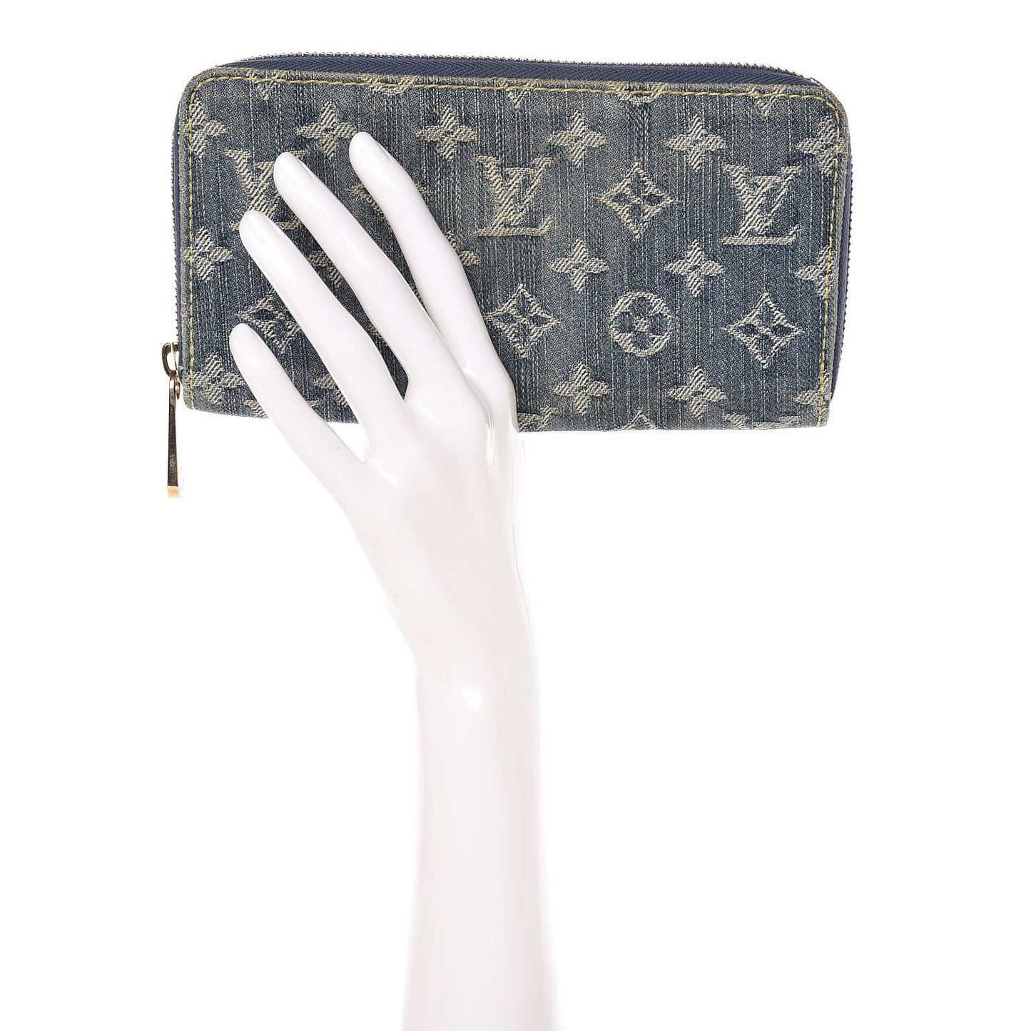 Monogram Denim Zippy Wallet Blue