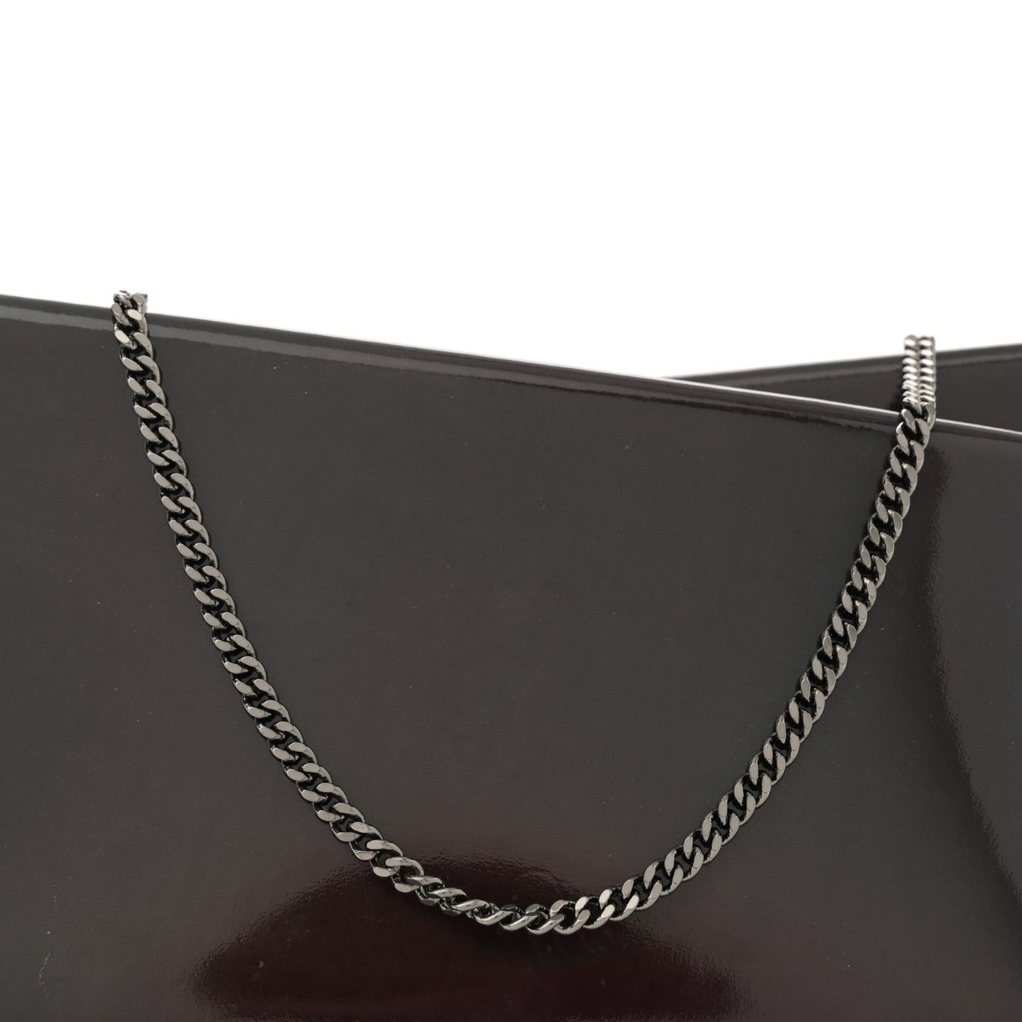 Metallic Patent Psychic Small Loubi Twist Zip Chain Clutch Bag Studio Black