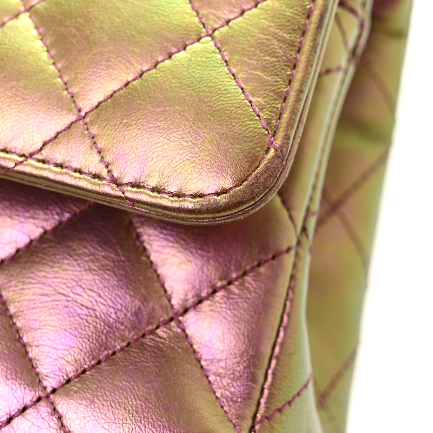 Chanel Iridescent Lambskin Quilted Medium Double Flap Purple 12 of 14