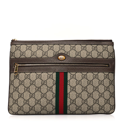 Gucci GG Supreme Monogram Large Ophidia Pouch Clutch Brown 1 of 8