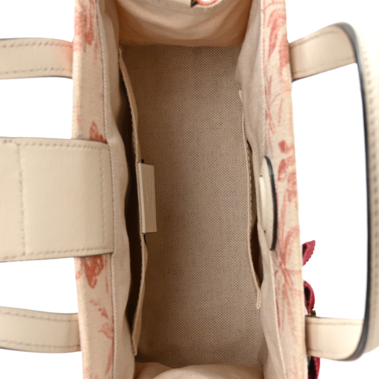 Gucci Canvas Herbarium Print Ribbon Top Handle Bag Pink White 5 of 10