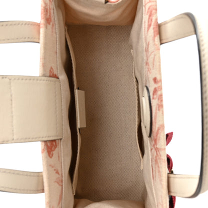 Gucci Canvas Herbarium Print Ribbon Top Handle Bag Pink White 5 of 10