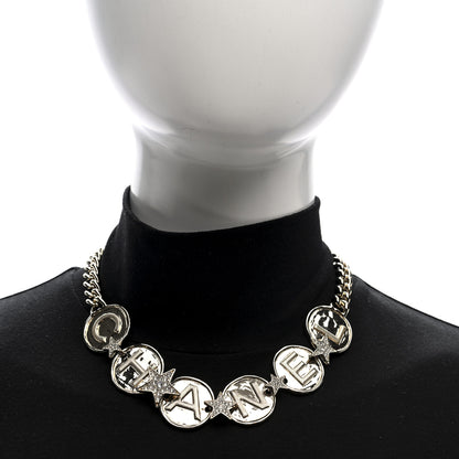Chanel Metal Crystal Textured CC Logo Star Chain Choker Necklace Gold 2 of 4