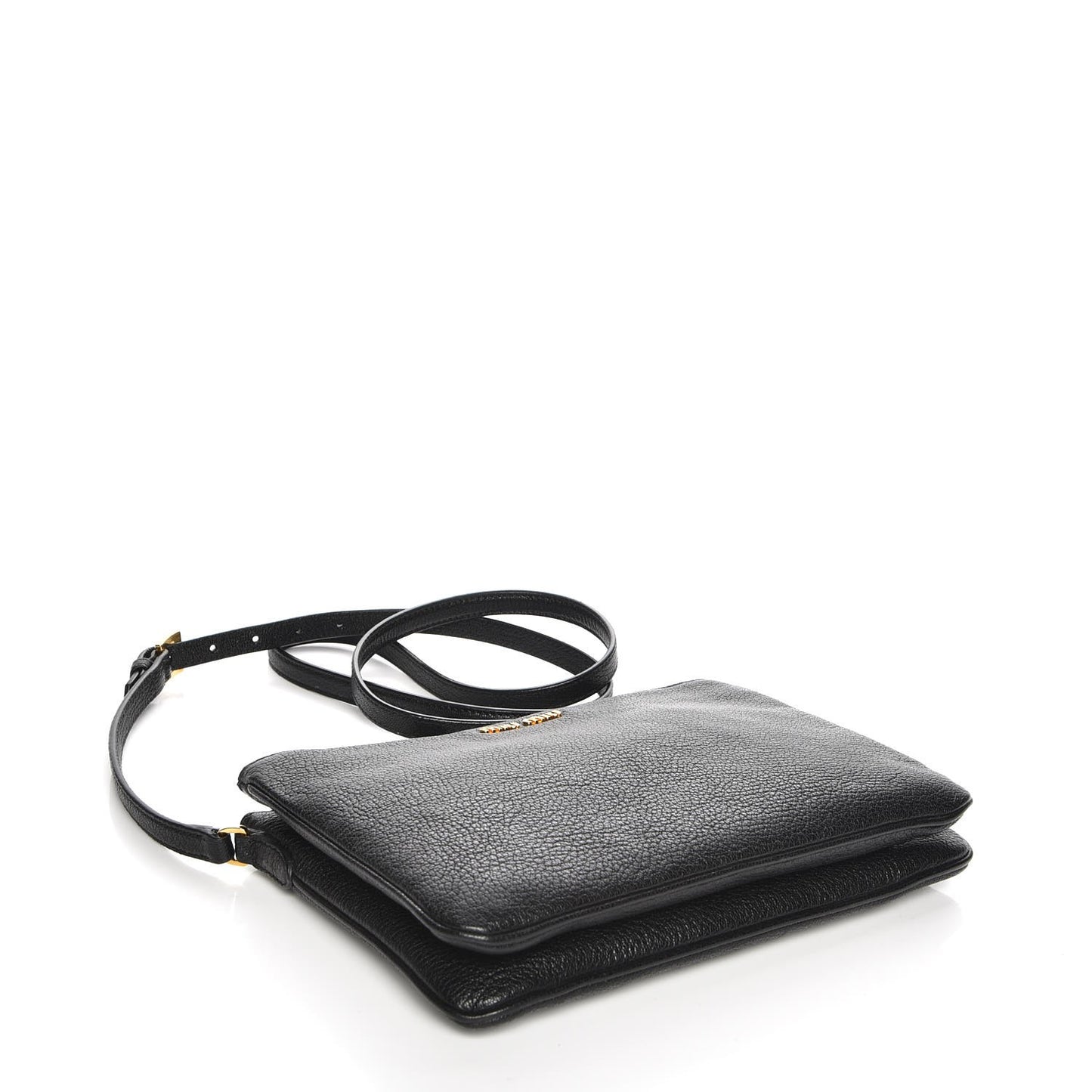Goatskin Madras Double Zip Crossbody Bag Nero Black