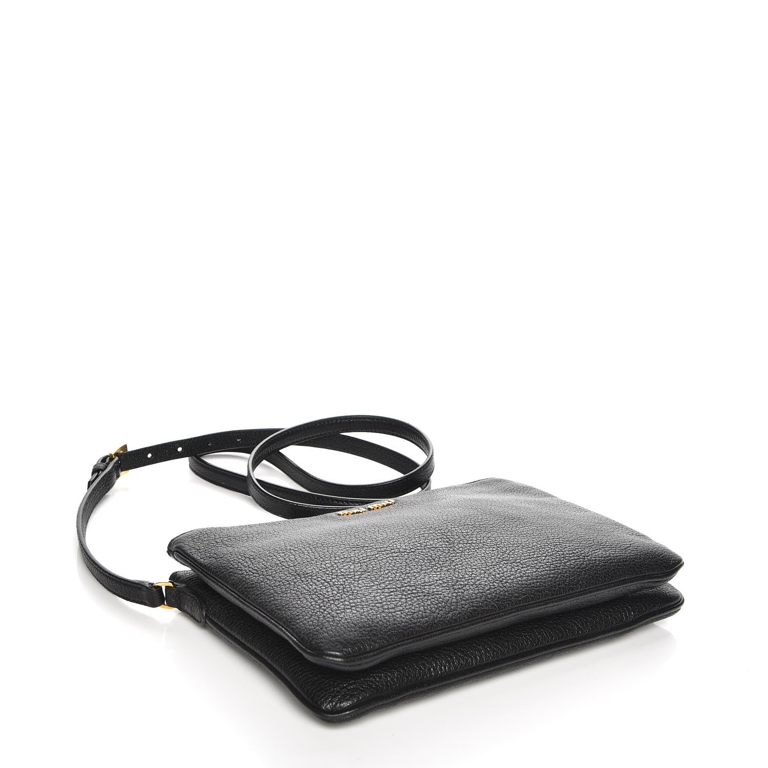 Miu Miu Goatskin Madras Double Zip Crossbody Bag Nero Black 4 of 8