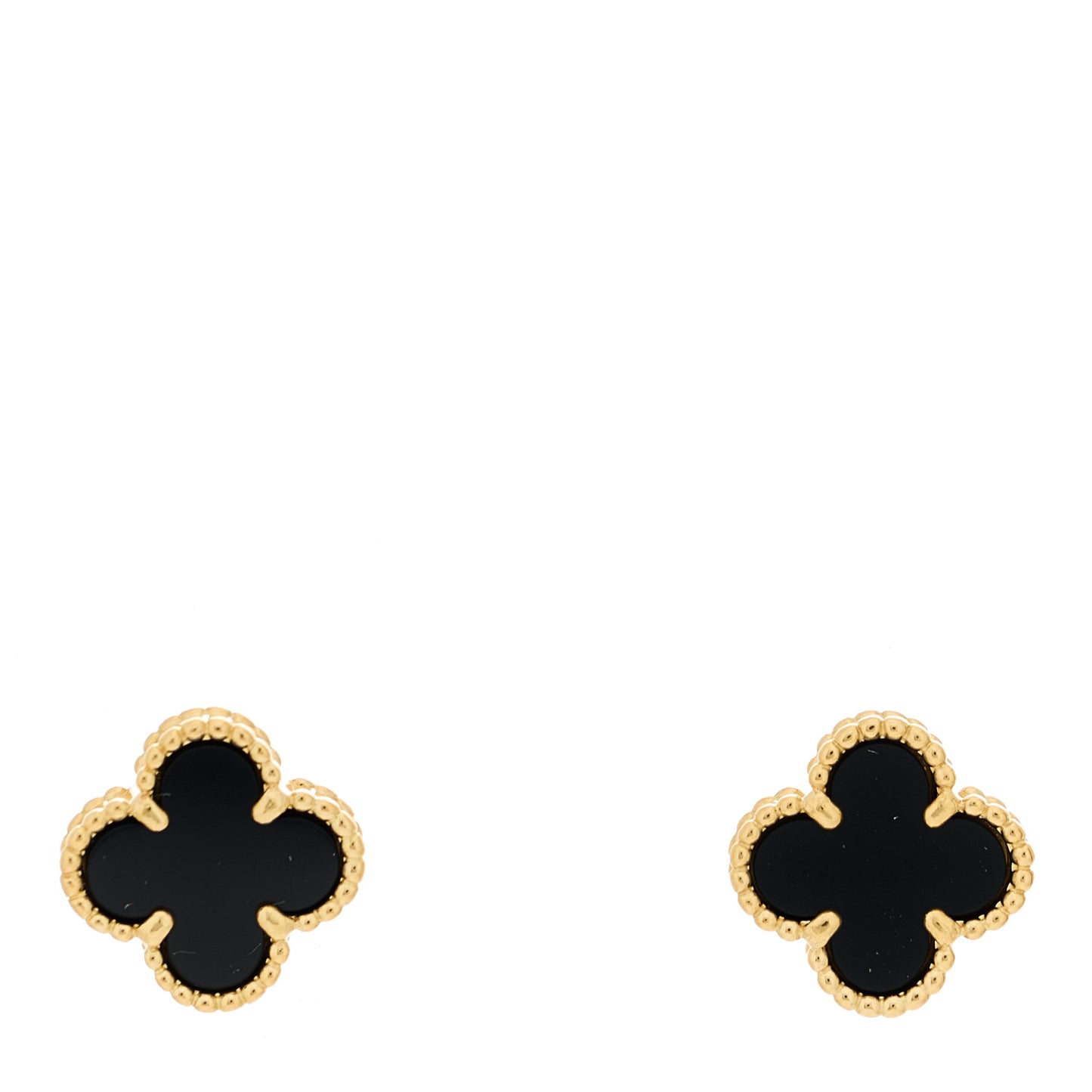 18K Yellow Gold Black Onyx Sweet Alhambra Earrings