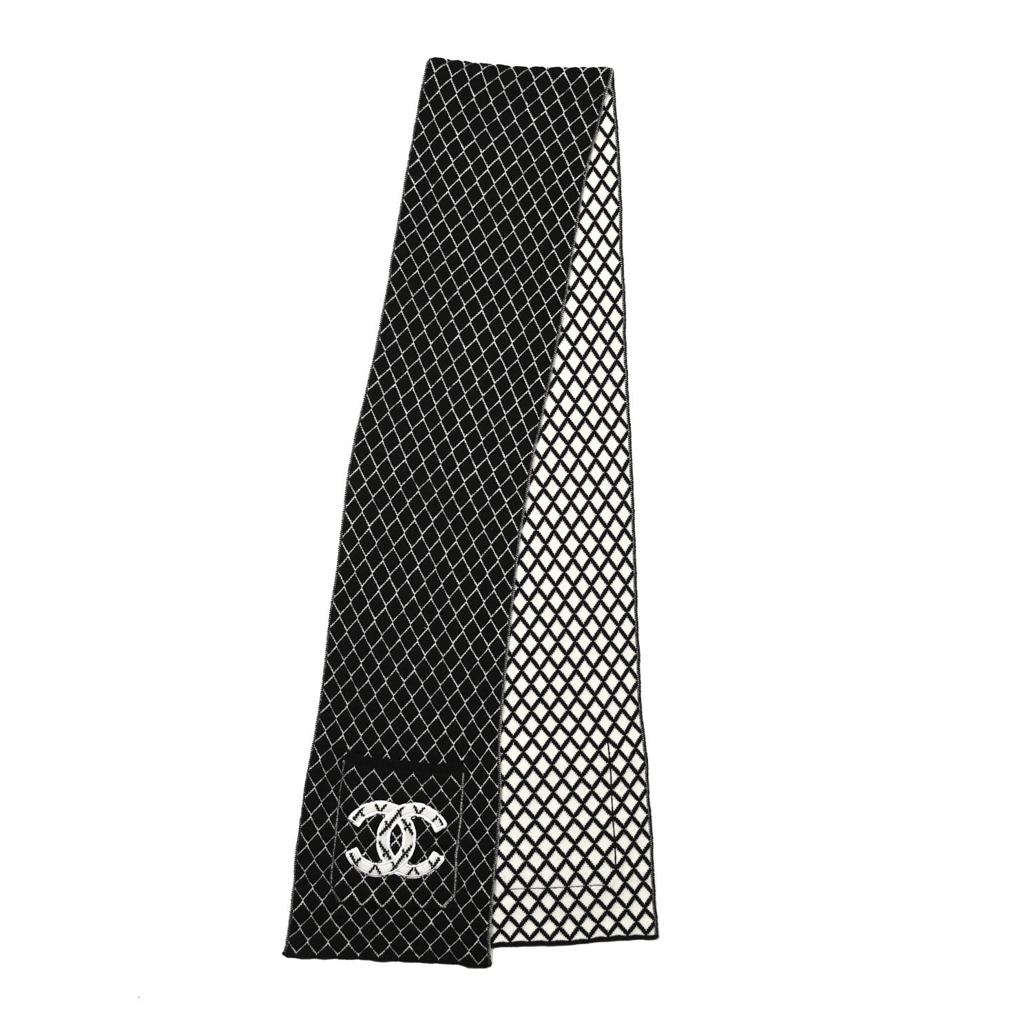 Chanel Cashmere CC Pocket Scarf Black White 2 of 4