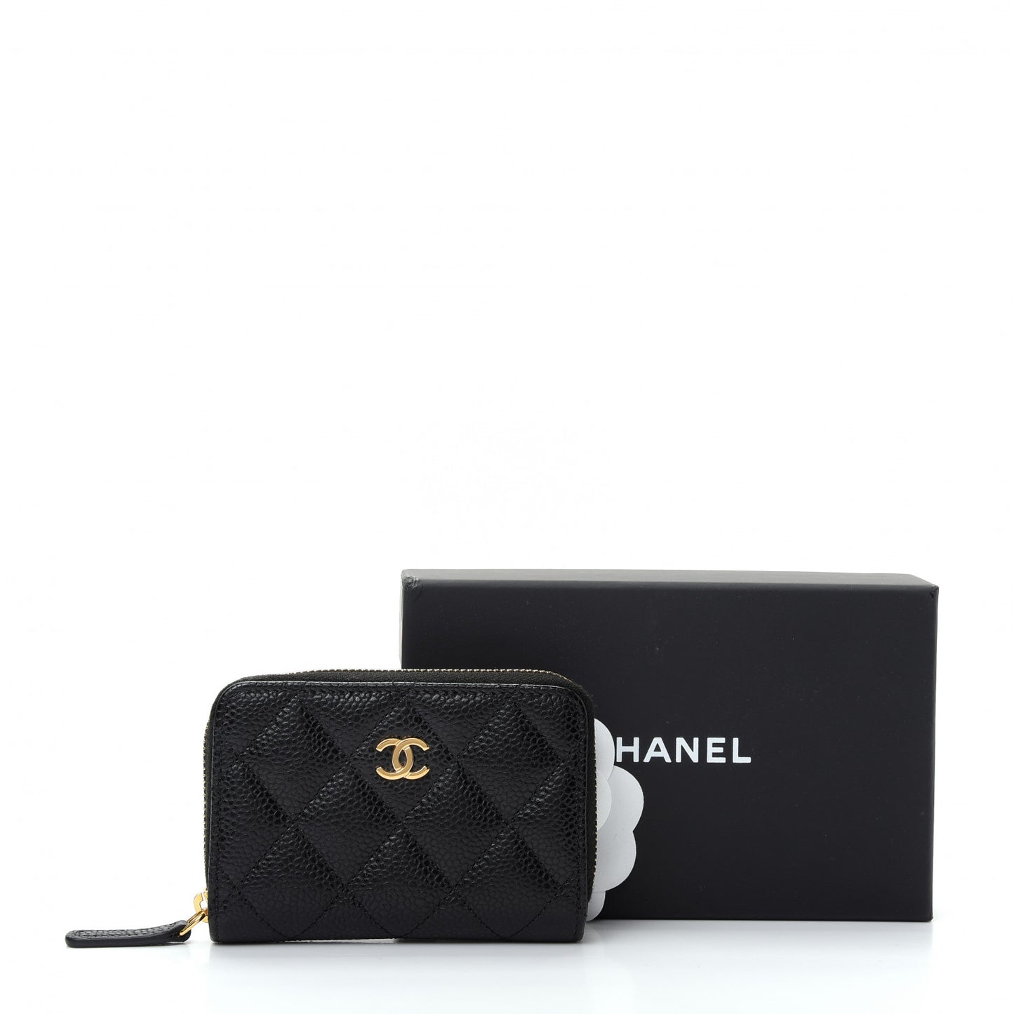 Caviar Quilted Zip Coin Purse Black