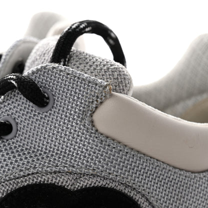 Chanel Mesh Suede Calfskin Grained Calfskin Mens CC Sneakers 45 Gray White 14 of 18