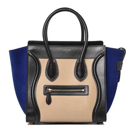 Celine Elephant Calfskin Suede Micro Tri-Color Luggage Sand 1 of 14