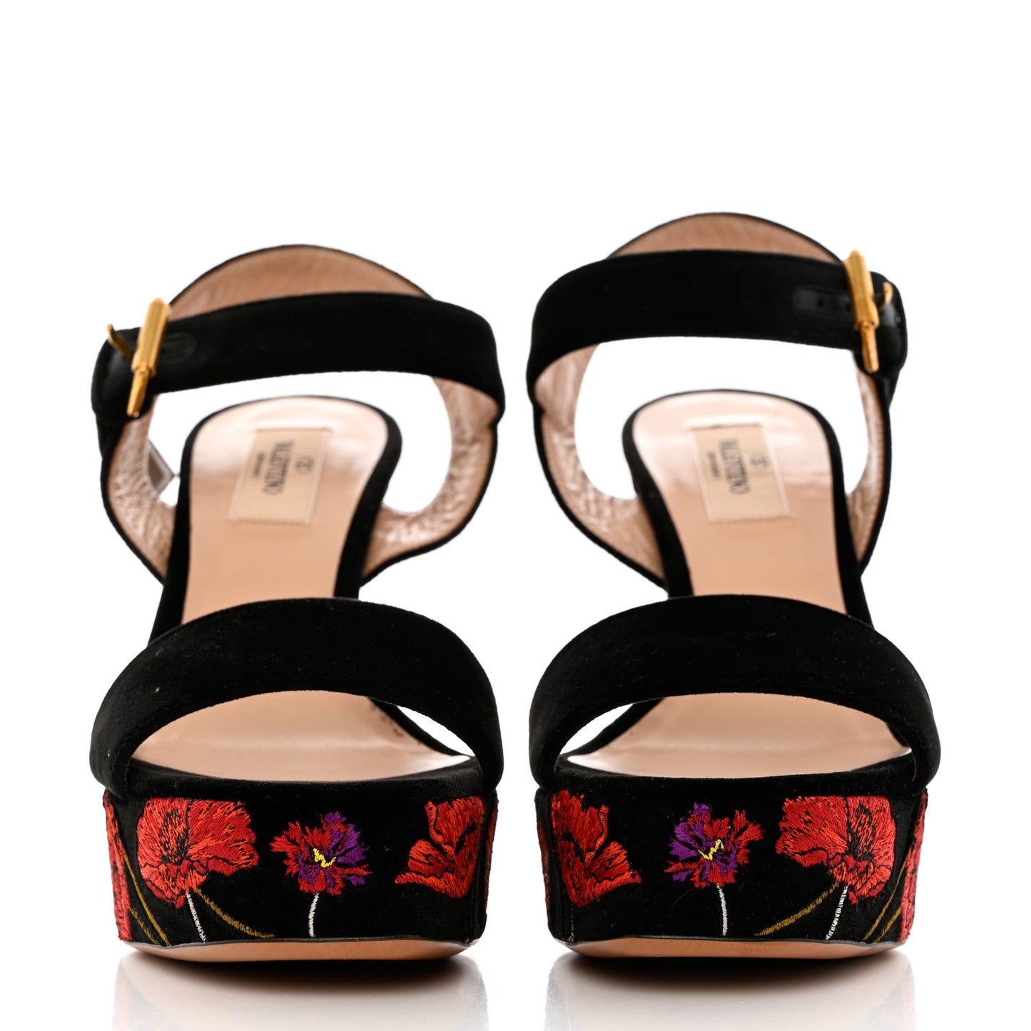 Poppy Embroidered Platform Sandals 36.5 Black