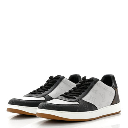 Louis Vuitton Calfskin Monogram Mens Rivoli Sneakers 9 White Black 3 of 8