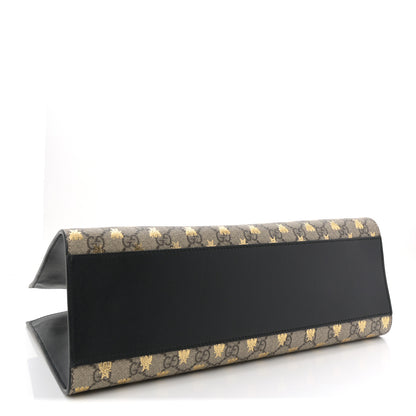 Gucci GG Supreme Monogram Bees Medium Padlock Tote Beige Oro Black 4 of 10