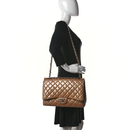 Chanel Patent Calfskin Quilted Maxi Double Flap Dark Beige 2 of 14