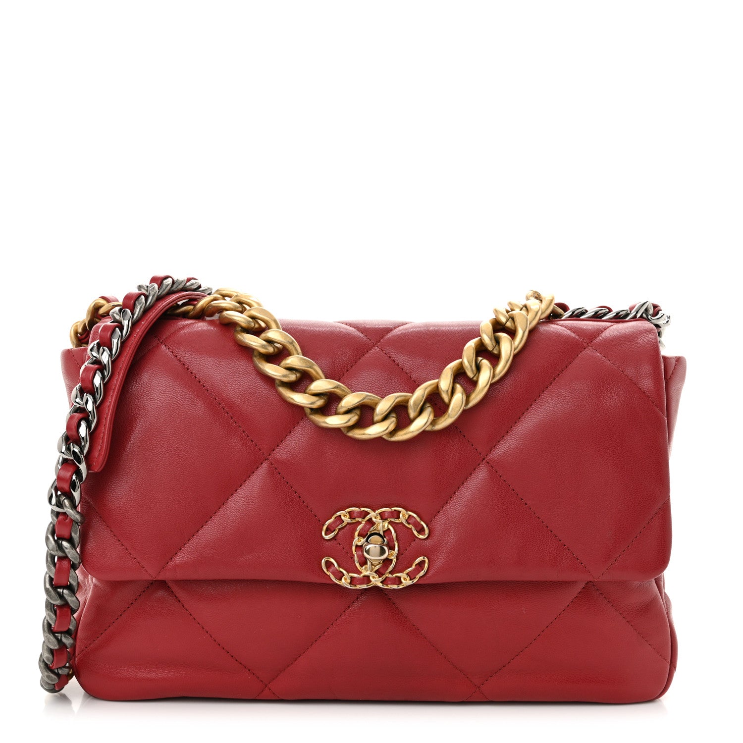 Chanel Lambskin Quilted Large Chanel 19 Flap Red 1 of 12